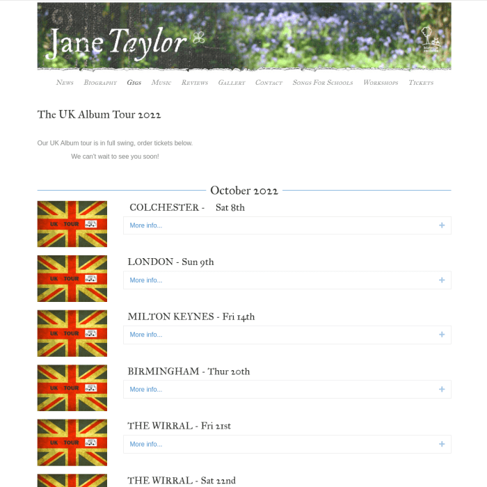 janetaylor.co.uk-gigs Jane Taylor WordPress website